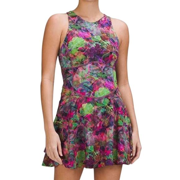 Lululemon Court Crush Dress Vivid Floral Tone Multi Women's Size 2 EUC - Picture 1 of 11